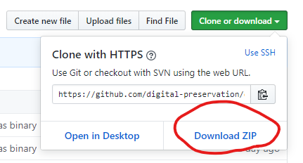 GitHub screenshot demonstrating the Clone or download menu