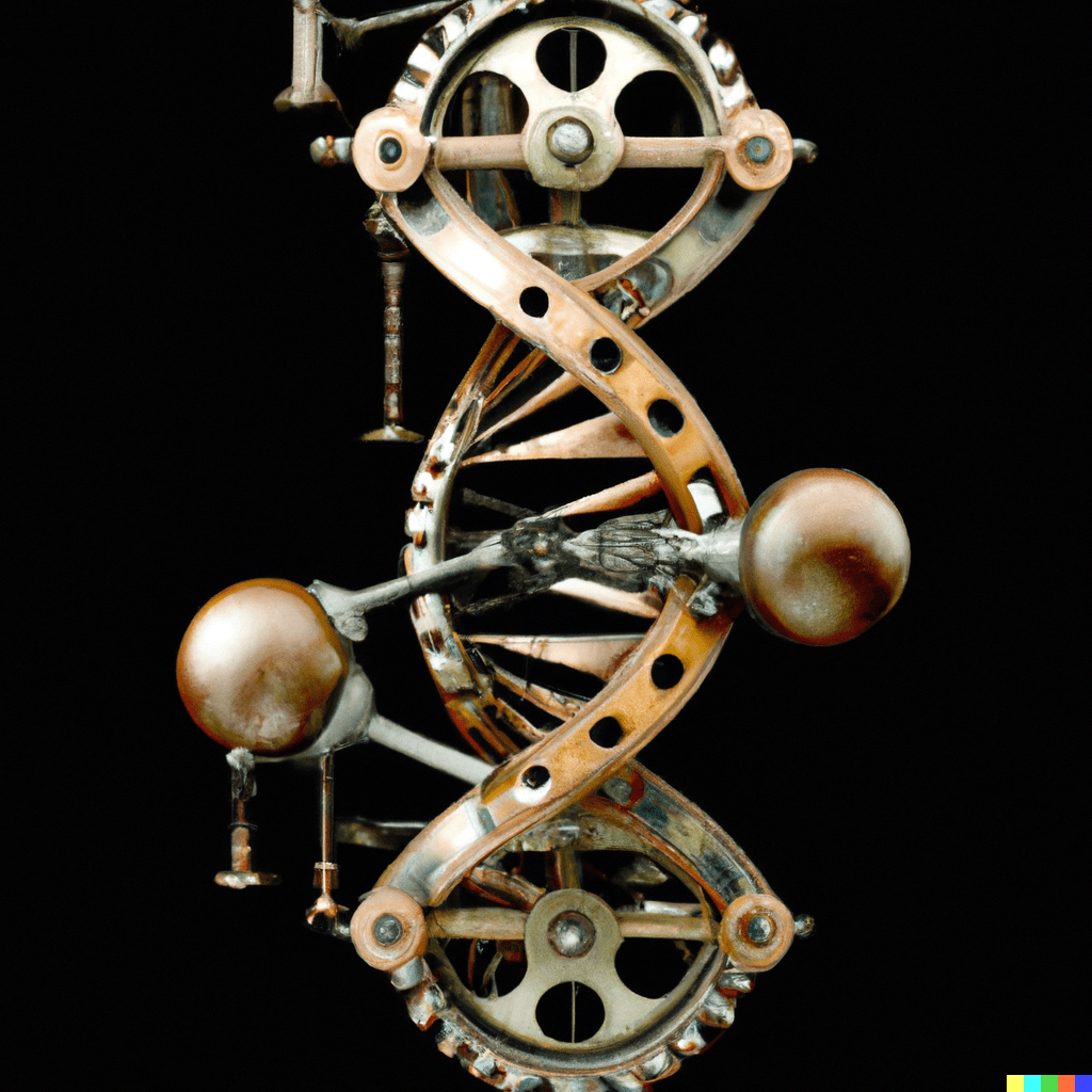 A high resolution photo of a steampunk DNA molecule